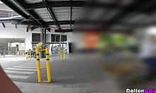 gym partner in public bathroom