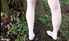 Amateur bunnies in nylon leggings get spanked and fucked publicly in nature.