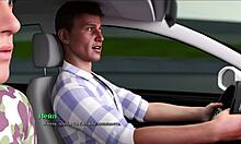 Emotional walk with girlfriend leads to first kiss in anime game. Tits and hentai excitement.