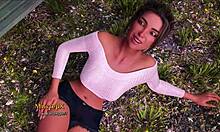 Emotional walk with girlfriend leads to first kiss in anime game. Tits and hentai excitement.