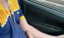 Jerking off my monster cock while driving my car