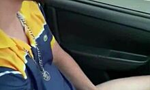 Jerking off my monster cock while driving my car