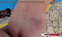 damn, slamming hard into sexy Nicole Brazil by the pool without mercy!