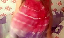 Mariaold With Huge Tits Strips And Plays With Shaved Pussy