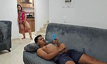 latina stepmom watches me jerk off and gets horny too