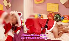 oh yeah, slutty santa feels toy torture on christmas, amateur couple's dirty talk cosplay with thick creampie
