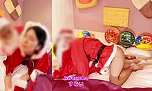 oh yeah, slutty santa feels toy torture on christmas, amateur couple's dirty talk cosplay with thick creampie