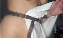 Teen rubs her holes bent over for creampie