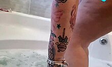 real milf wife gets wet and steamy in the bath with her big ass