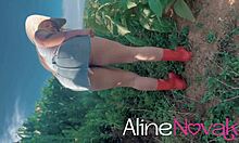 Blonde Babe Flashing Tits and Ass in Cornfield - Alinenovak