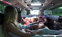 Best Friends Engage In Intense Handjob, Fingering, And Blowjob Sex In Limousine.