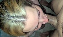 Blonde Blanquita Receives Cum in Garage