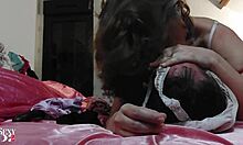 French Amateur In Red Satin Panties Deepthroats Doggy Style With Rimming