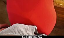 blonde teen 18+ager stepdaughter tricks stepdadinto fucking her on kitchen counter pov