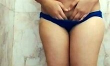 desi girl fingering in bathroom with big natural tits