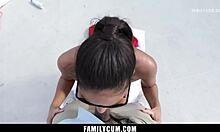 Stepdaughter riding stepdads cock on the hammock - familycum