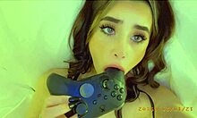 POV View Of Shaved Pussy With Dildo And Toys On Tits And Ass