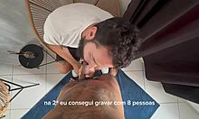 Bearded man sucks 41 cocks in intense 10cm blowjob video on Red.