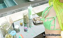 huge titty girlfriend gets pounded by the pool, oh man