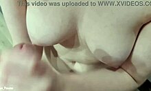 Hot bathroom handjob, huge cum on my titties POV!