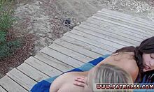 Police woman getting fucked hard in the garage while cop is punished in amateur threesome!