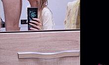 my stepsister says, shoot our sex on selfie camera and she loves cum on her face - homemade