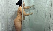 i'm this horny milf touchin' my pussy in the shower with sexy tits
