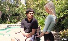 blonde teen maddy rose gags on deepthroat