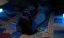 Milf housewife SHOWS her perfect toes through sexy fishnets in nylon stockings