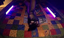 Perfect Feet Peeking Through Fishnet Pantyhose Sensually