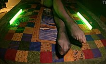 Perfect Feet Peeking Through Fishnet Pantyhose Sensually