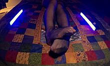 Perfect Feet Peeking Through Fishnet Pantyhose Sensually