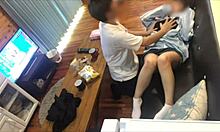 His girlfriend immediately sucks his cock as soon as he returns home