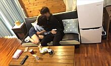 His girlfriend immediately sucks his cock as soon as he returns home