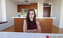 Step bro drilling Kharlie Stone's smooth shaved pussy with intense moves.