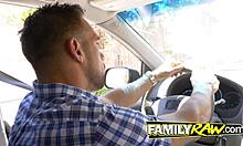 Petite teen babe rides a big cock in POV after blowjob!