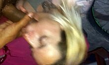 Girlfriend gives handjob, blowjob, swallow, and facial to friend