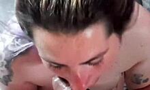 blonde deepthroats friend's cock till cum