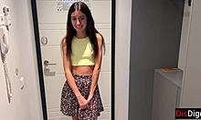 Oh wow, in the shower, this cute shaved teen begs her neighbor for doggystyle fun 😏