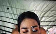 Real Asian Neighbor Sucks Married Guy's Cock For Messy Facial