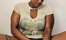 Ebony Babe Moans While Masturbating In Shower Fully Clothed