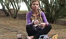 ellie 18 gets wild fingering her pussy outdoors, loving every second! 😜