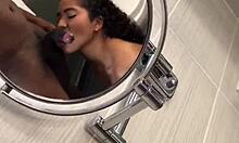 Brunette Amateur Couple Nysdel Sneaks a Hot Blowjob in Public