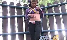 ellie 18 gets wild fingering her pussy outdoors, loving every second! 😜