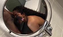 Brunette Amateur Couple Nysdel Sneaks a Hot Blowjob in Public