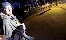 young brunette domina tries to control older man during private session