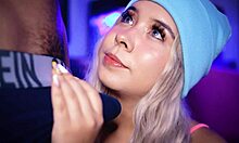 college girl pulls out her boyfriend's cock and sucks it