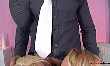 Wow! Double blowjob fills Vanda Lust's mouth