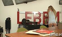 Teen Rides Knob Roughly In Cowgirl Position.