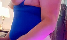 this chubby milf plays the slut, sucking and riding her husband’s stepbrother until he fills her up